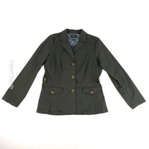 Eddie Bauer Women&#39;s Olive Green 3-Button Up Jacket Blazer Size 8 - £17.20 GBP
