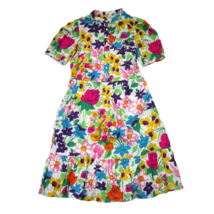 NWT J.Crew Tall Puff-sleeve Dress in Vibrant Garden Print Floral Tiered Shift 4T - £56.81 GBP