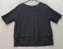 Banana Republic Blouse Top Womens Small Black Lace Floral Lined Cotton Back Zip - £14.68 GBP
