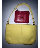 GAP Cow Leather Yellow Bag Purse Handbag Stray Marks Polka Dot Inner Fab... - $313.96 MXN