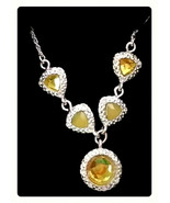 Avon Legacy Riches Necklace Yellow Faux Stones Silvertone Cluster 16.5 +... - $305.00 MXN