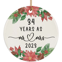 34 Years As Mr &amp; Mrs 2023 34th Weeding Anniversary Ornament Christmas Gift Decor - $14.80