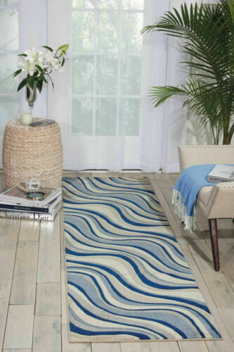 NOURISON Somerset ST81 Elfenbein Blau Fläche Teppich 68.6cm x 20.3cm - $69.29