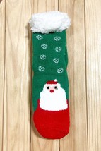Green Santa Sherpa Traction Bottom Slipper Socks - $16.99