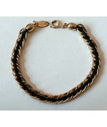 TRIFARI Signed Black Gold Tone Twisted Rope Chain Bracelet 7 Inches Long - $20.49 CAD