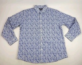 Murano Button Down Long Sleeved Shirt White Blue Floral 17.5 35  - £13.17 GBP