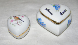 VINTAGE LOT OF 2 HEART SHAPED LIMOGES PORCELAIN DRESSER BOXES-‘ARMOUR’ L... - $4.95