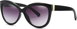 Oversized Cateye Sunglasses for Women Men with UV400 Eye Protection Lens (Black) - £10.71 GBP