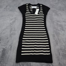 French Connection Dress Womens 6 Black White Stripe Bodycon Knitted Casual Wear - £28.46 GBP