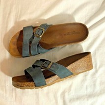 Cristina Francini Sz 8.5  Made In Italy Buckle Slip On Sandal Shoes Blue... - £43.28 GBP