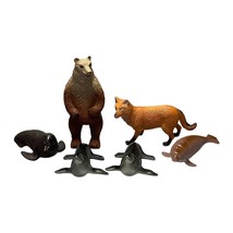 Lot of 6 Vintage 1991 Fox 2 Fur Seal Walrus Manatee Bear Plastic Animal Figure - £18.54 GBP