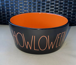 New Rae Dunn Halloween HOWLOWEEN Orange Black LARGE Pet Dish Cat Dog Bowl - £17.37 GBP