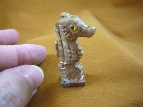 (Y-SEAH-WB-21) tan SEA HORSE seahorse dragon carving stone SOAPSTONE sea... - $8.59