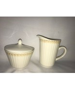 Victorian Pearls Embossed Ribs &amp; Beads, Tan Band, Sugar Bowl &amp; creamer.R... - $372.34 MXN