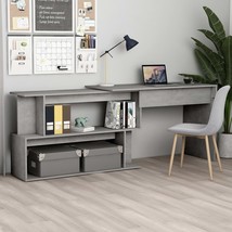 Corner Desk Concrete Grey 200x50x76 cm Engineered Wood - £71.40 GBP