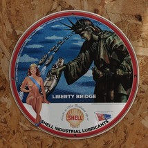 Vintage 1943 Shell Liberty Bridge Industrial Lubricants Porcelain Gas-Oil Sign - £98.29 GBP