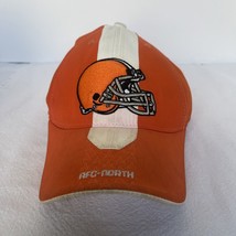 Reebok Cleveland Browns hat Cap White Stripe Orange Elastic Fit Tire Tracks - $17.77