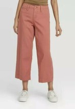 A New Day Women&#39;s High Rise Wide Leg Cropped Pants Size 6 Coral NWT - £11.90 GBP