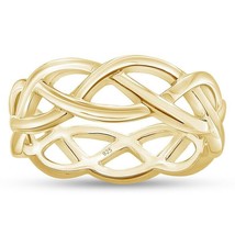 Celtic Knot Eternity Wedding Anniversary Band in 14k Yellow Gold Plated Silver - £47.64 GBP