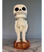 Nordstrom 15&quot; Halloween Door Greeter Skeleton Pedestal Candy Dish Pumpki... - $59.99