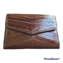 Vintage EEL SKIN Purse Shoulder Bag / Convertible Clutch Dark Brown - Hu Gari&#39;s - £80.42 GBP
