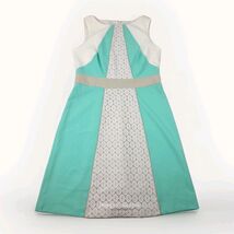 Sandra  Darren Sleeveless Dress 10 Turquoise White Knee Length Midi Zip - $24.99