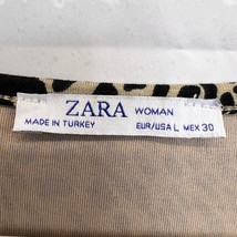 Zara Leopard Print Dress Tan Black Size L Midi V-Neck 3/4 Sleeve Shift Pullover  - £27.71 GBP