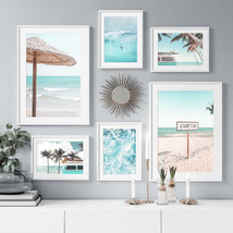 Blue Beach Surfing Van Tropical Nordic Wall Art HQ Canvas Print - $15.17+