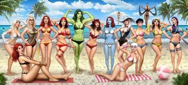 Nathan Szerdy SIGNED Marvel Comics Beach Art Print She Hulk Rogue Scarle... - £55.26 GBP