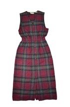 Eddie Bauer Cotton Dress Womens M Plaid Flannel V Neck Sleeveless Button... - $32.76