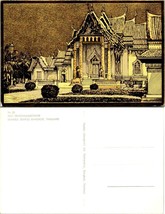 Thailand Bangkok Marble Temple Wat Benchamabophitr Gold Very Shiny VTG Postcard - £11.08 GBP