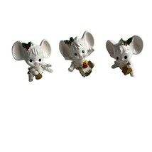 Vintage Napcoware Christmas Mouse Mice Ceramic Kitsch MCM Japan Set Of 3 w Label - £42.62 GBP