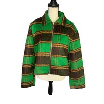 New Mixie Womens Size XL Green Plaid Full Zip Coat Jacket Wool - £23.36 GBP