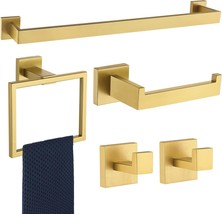 5 Pieces Bathroom Hardware Accessories Set Brushed Gold, 24Inch, Heavy Duty - £40.10 GBP