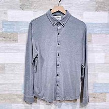 Tidewater Building Group LINKSOUL Jersey Knit Button Down Shirt Gray Mens Medium - £27.23 GBP