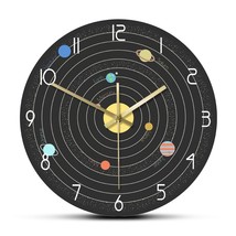 Solar System in Space Modern Wall Clock Astronomical Wall Art Decor Educational  - £32.49 GBP