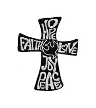 Christian Cross Faith Hope Love Dove Purple Embroidered Iron On/Sew On Patch 3.3 - £5.08 GBP