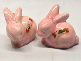 Vintage Pink Bunnies Salt &amp; Pepper Shaker Set - Farmhouse Country Rustic... - $9.98