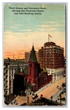 Third Ave University St Plymouth Church Cobb Building Seattle WA DB Postcard T16 - £3.51 GBP