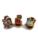 Jasco Lil Chimers Sleeping Bears Puppy Trio Taiwan Lace Bows - £18.93 GBP