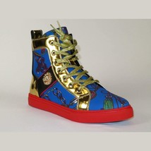 Mens High Top Shoes FIESSO by AURELIO GARCIA Chain Medusa Celebrity 2421 Blue image 2