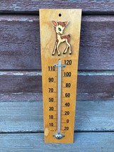 VTG 1950&#39;s Wood Deer BAMBI Wall Thermometer Child&#39;s Room Made in USA  - $19.75