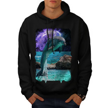 Wellcoda Ocean Rock Dolphin Mens Hoodie, Cosmic Casual Hooded Sweatshirt - £25.73 GBP+