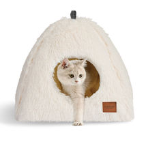 White Cat Bed Cave Hooded Soft Warming Kitten House Pet Dog Bed Washable - £29.09 GBP
