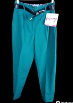 Nwt Kokomo Women&#39;s Pants Size 12 Green Belt Pleaded Cuff Legs Pockets - £19.73 GBP