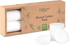 Cotton Round Pads for Face 200 Pack 3 Layer Eye Makeup and Nail Polish R... - $22.37