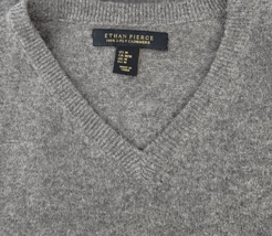 Ethan Pierce 100% 2 Play Cashmere Sweater Size M Gray V-neck - $34.60