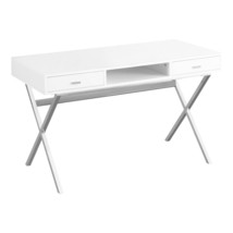 24 Inch White and Silver Computer Desk With Two Drawers - $9,712.57 MXN