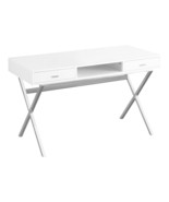 24 Inch White and Silver Computer Desk With Two Drawers - $733.46 CAD