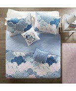 Full/Queen Kids Blue Pink Unicorn Clouds Quilt Coverlet Bedspread Set - €156,24 EUR